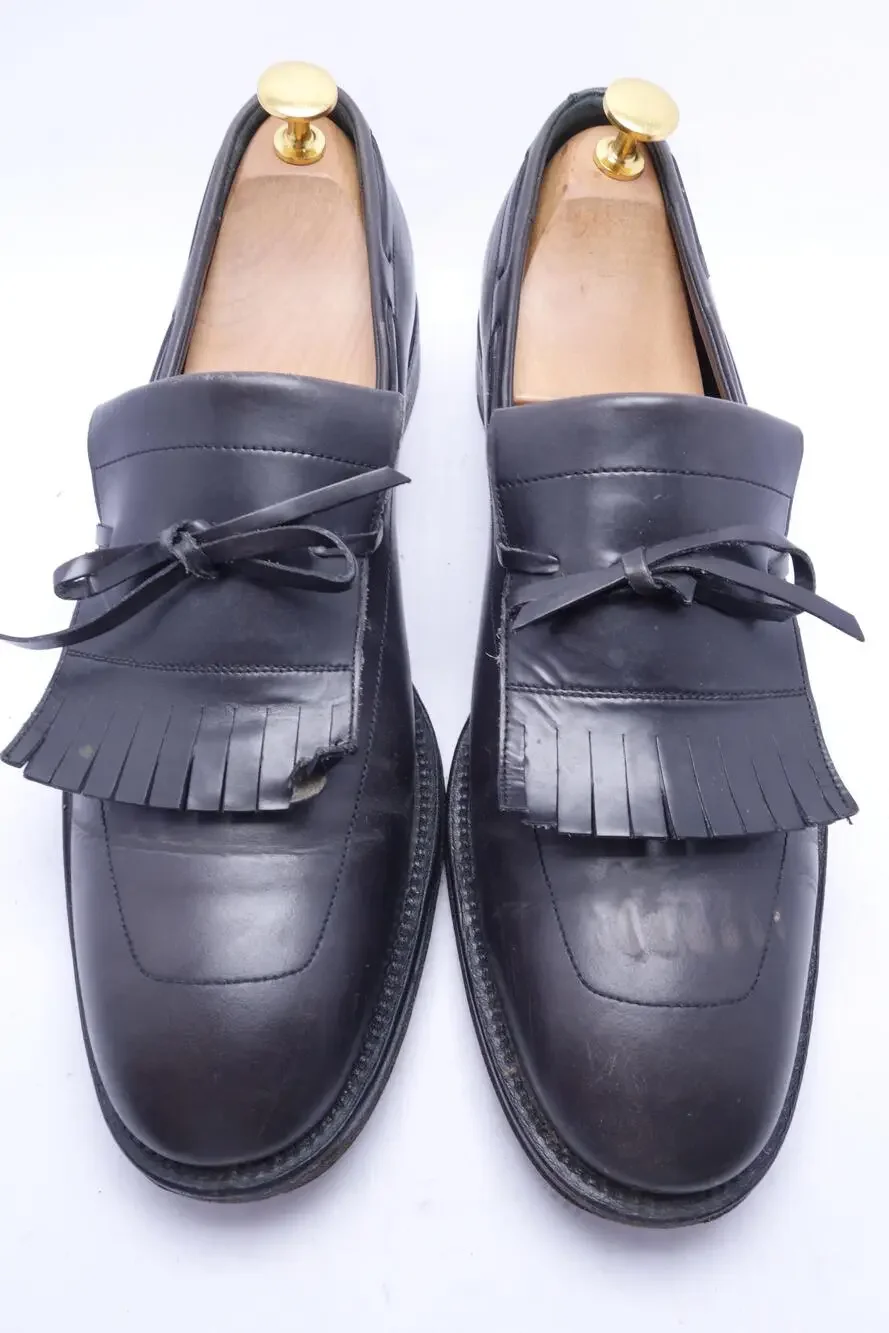 Salvatore Ferragamo Shoes Mens Size 9 D Black Kiltie Tassel Loafers Italy